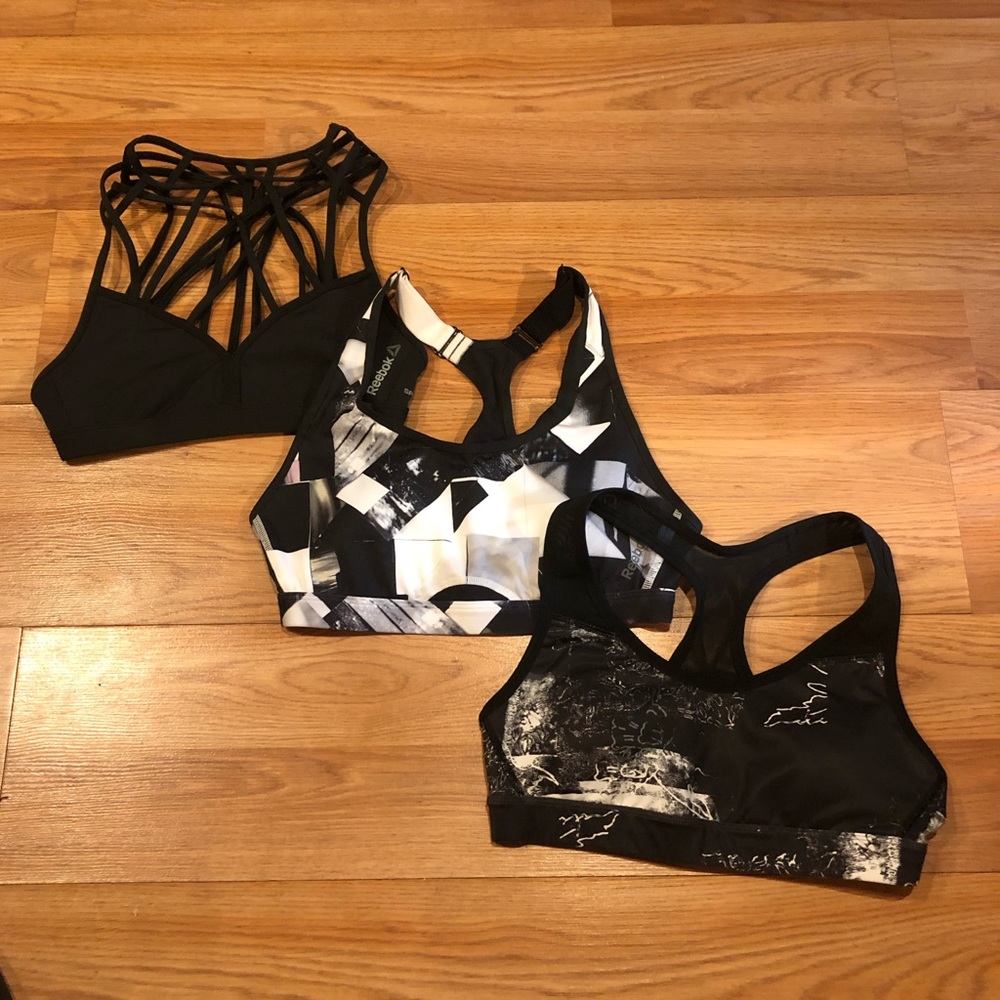 Reebok Black/White Sports Bras- 3 pack